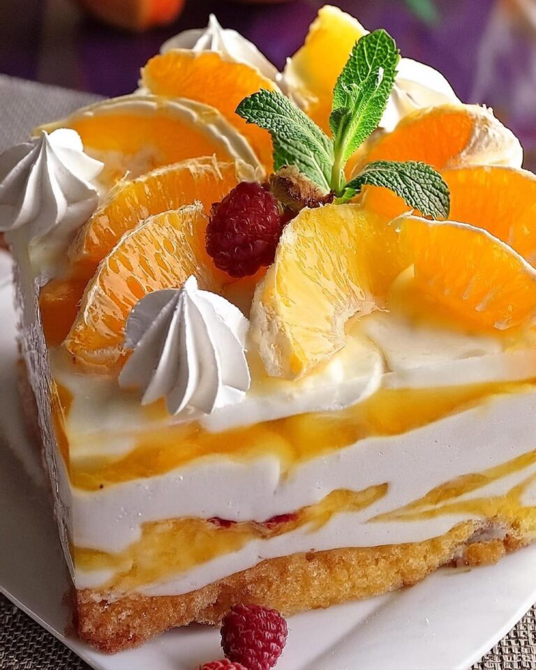 Cheesecake con vortice di arancia e ananas senza cottura 🍊🍍