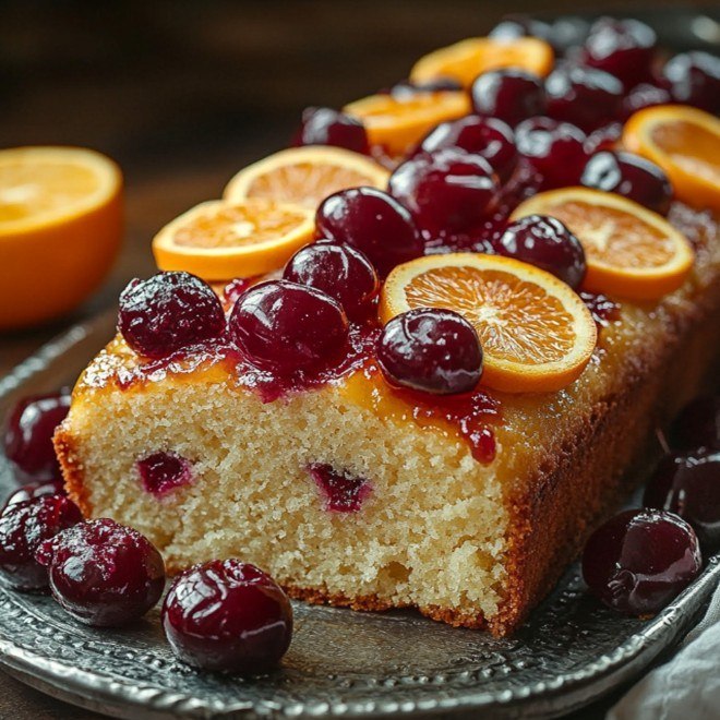 Plumcake all’arancia e mirtilli rossi
