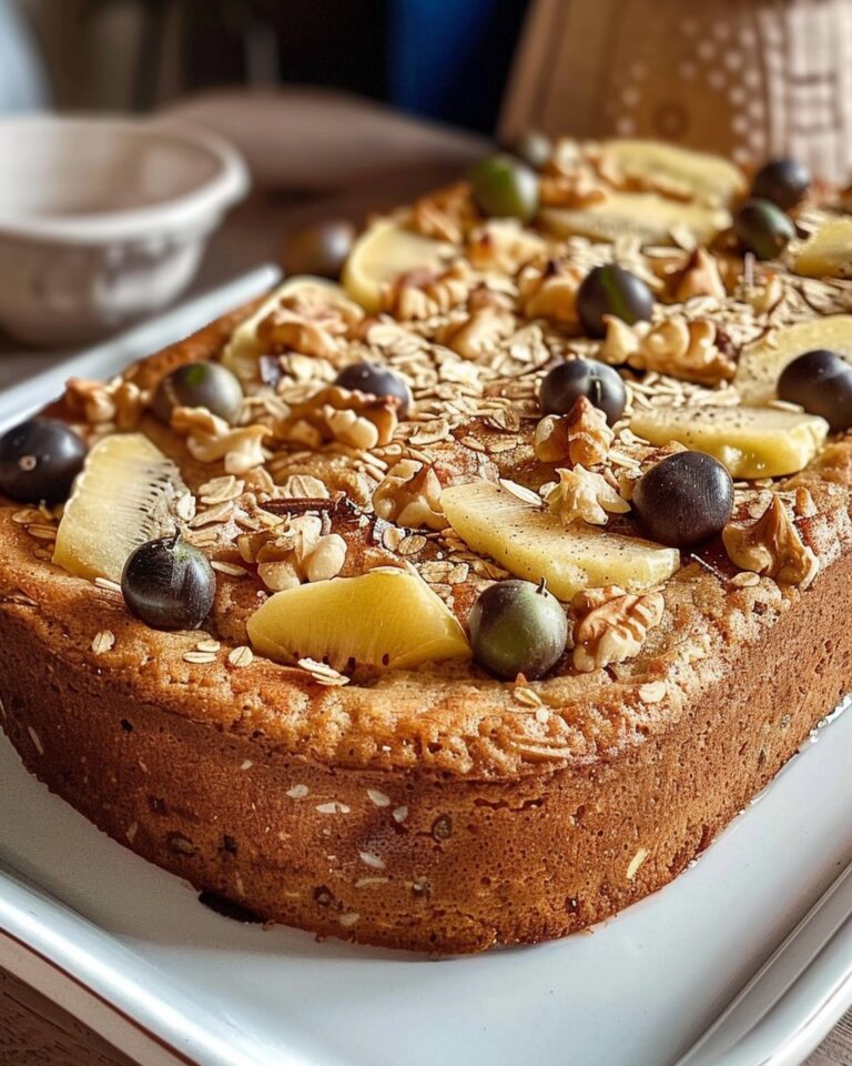 torta di farina d’avena con mele e noci