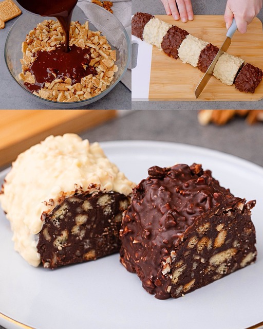 Salame al cioccolato bicolore: la variante semplice e golosa con due cioccolati