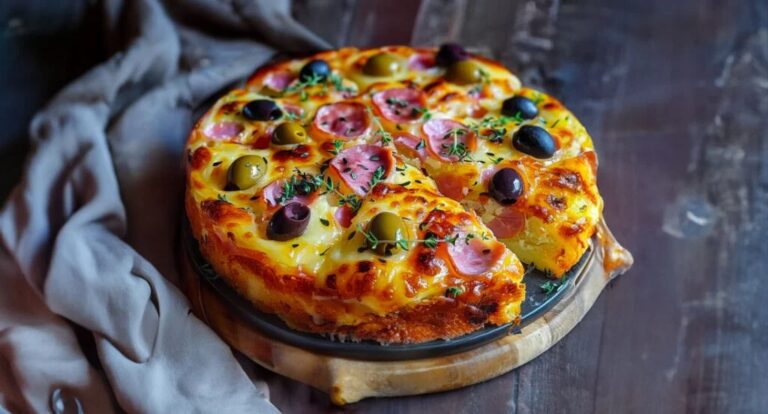 Torta salata al prosciutto e alle olive