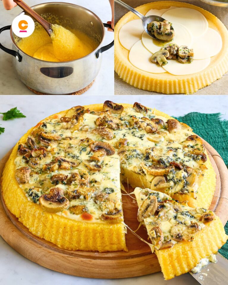 Crostata di polenta e funghi: