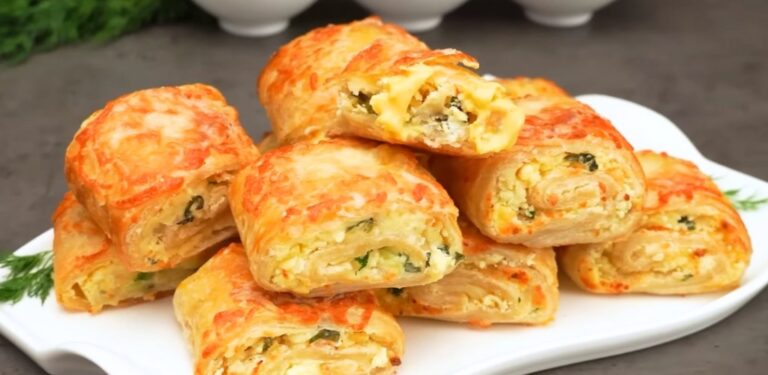 Rotoli di pasta sfoglia con crema di formaggio