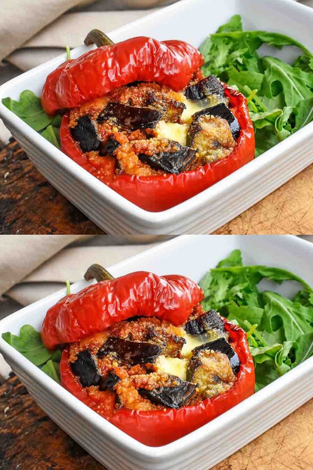 Peperoni ripieni di melanzane e formaggio