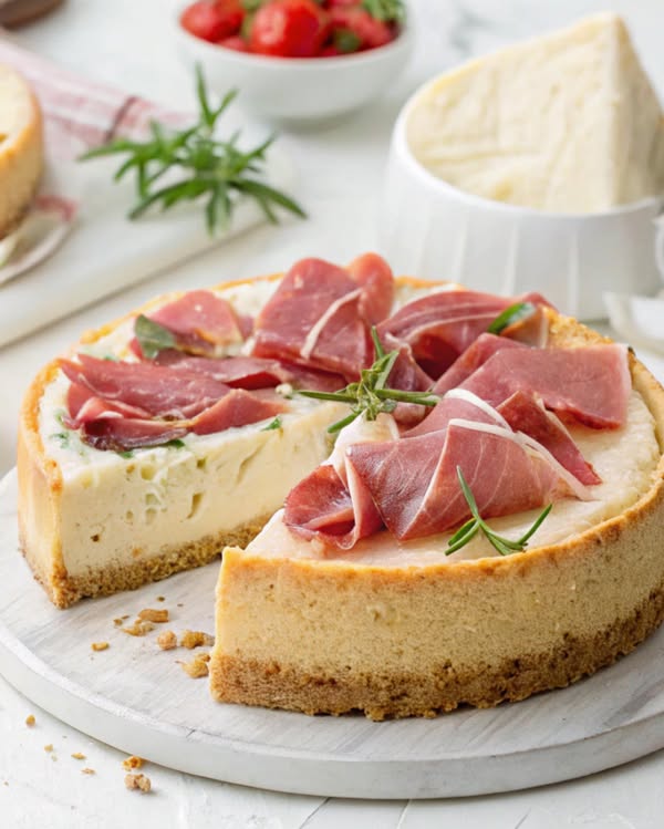 Cheesecake Salata con Prosciutto Crudo e Pesto di Basilico