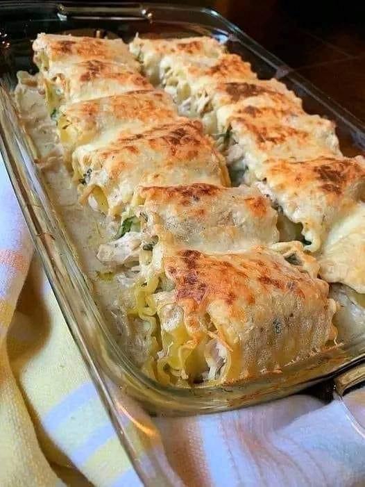 Rotolini di lasagne Alfredo con pollo cremoso