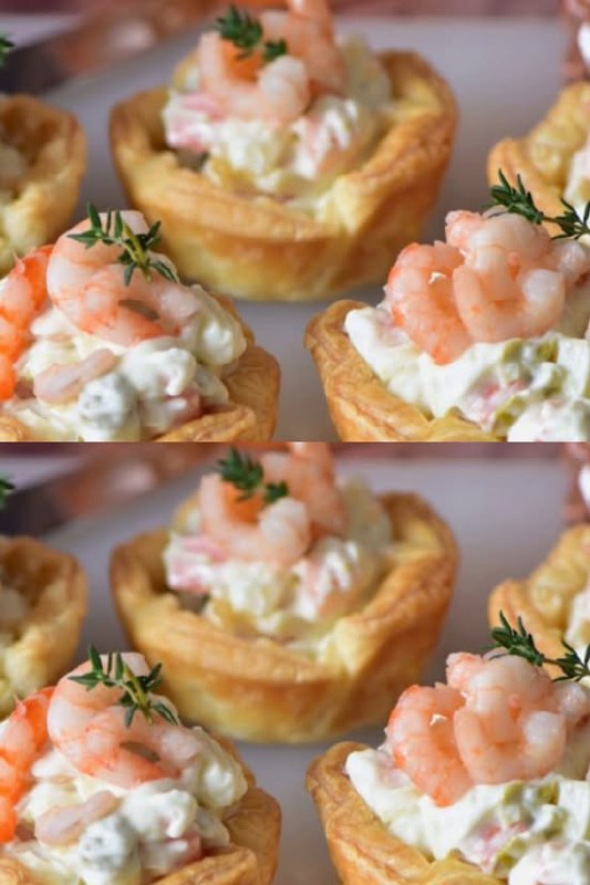 Cestini di Pasticceria Francese con Insalata Russa – Un Antipasto Elegante per Ogni Occasione