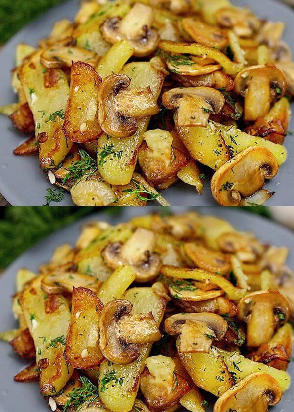 Patate e funghi: il contorno veloce che cuoce in padella