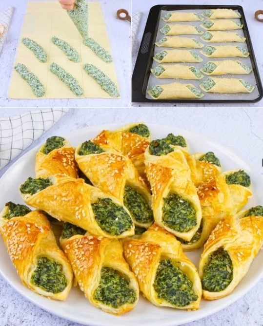 Questi cannoli di pasta sfoglia con ricotta e spinaci sono eccezionali! Troppo buoni per l’aperitivo, salva la ricetta