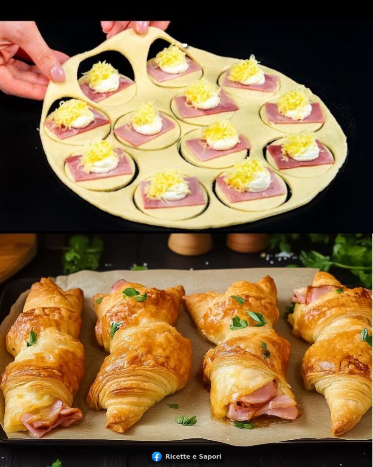 Bocconcini di pasta sfoglia salati con prosciutto e formaggio