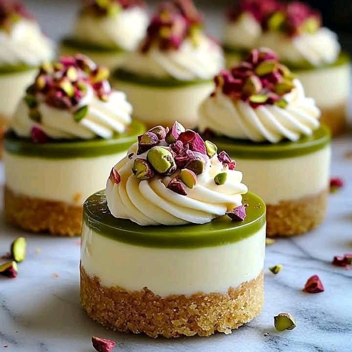 Mini cheesecake al cioccolato bianco e pistacchio