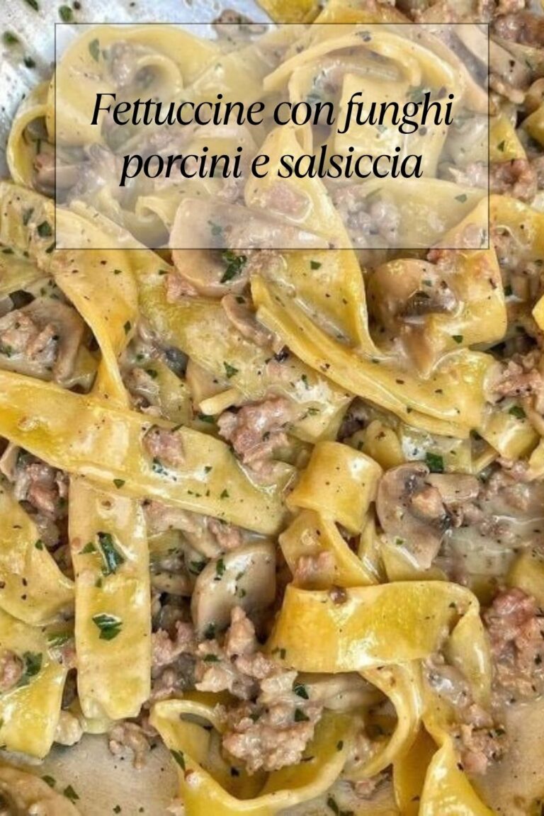 Fettuccine con funghi porcini e salsiccia