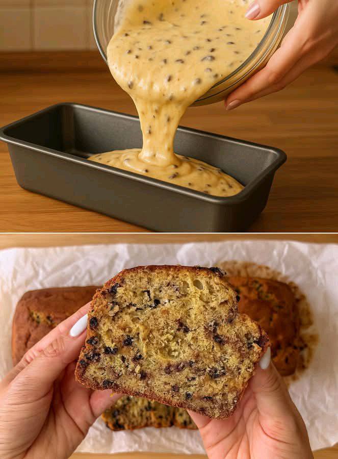 Plumcake banana e avena con gocce di cioccolato