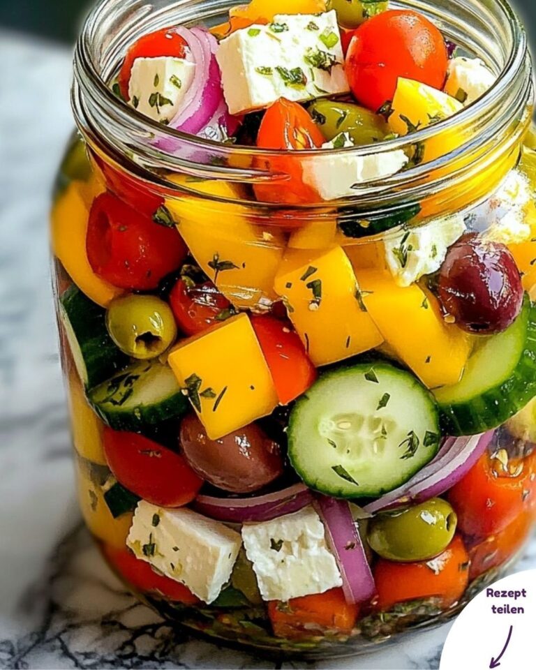 Insalata greca in barattolo: fresca, colorata e perfetta da portare con te!🥗