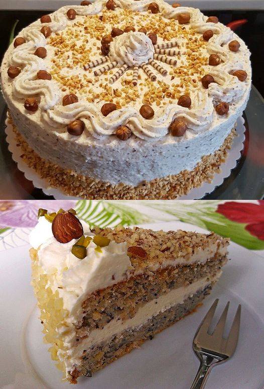 Torta di crema di noci con 220 g di noci. Garantita dipendenza.