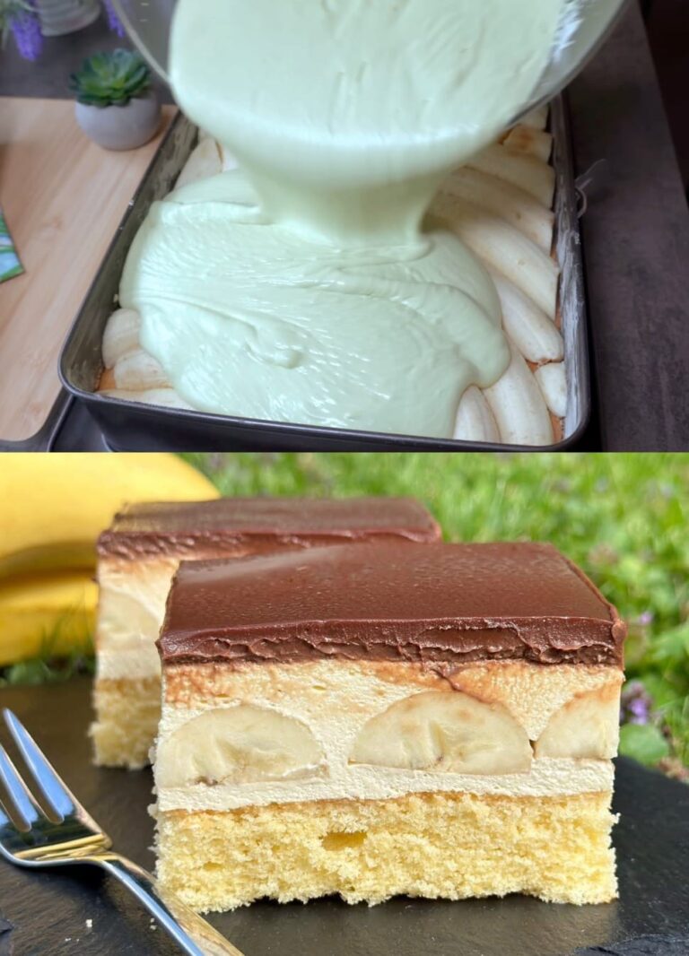 La migliore combinazione di vaniglia e banana, la torta banana e vaniglia preparata in teglia!