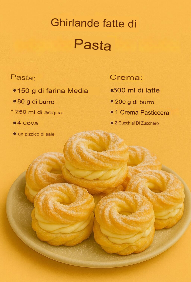 Ghirlande di pasta sfoglia con crema alla vaniglia – gusto delicato