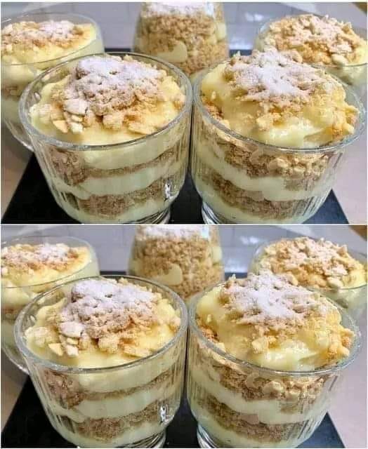 Quando mi sento pigra, preparo sempre questo dessert. Napoleone in un bicchiere. Dovrete leccarvi le dita. Si mangia in 2 minuti.