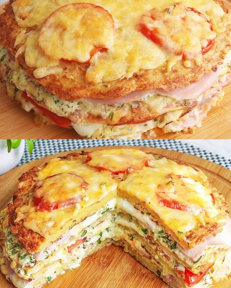 Torta salata di patate, prosciutto e pomodori