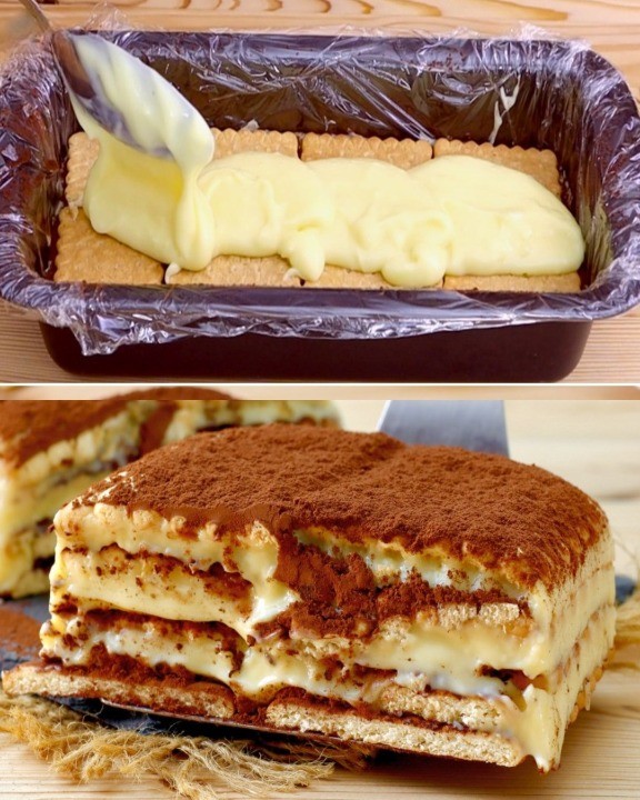 Torta fredda con biscotti e crema alla vaniglia (senza cottura)