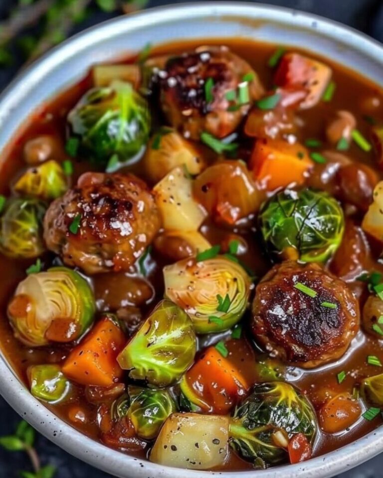 La follia ha un sapore così buono, stufato di cavoletti di Bruxelles con polpette