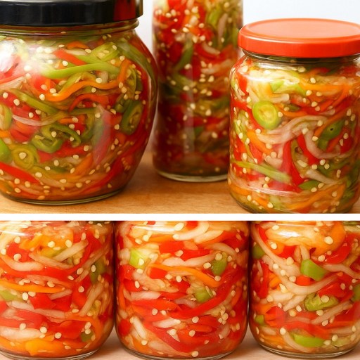 Come preparare l'insalata con peperoni e cipolle, in barattolo e senza conservanti