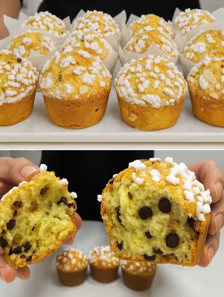 Non avevo voglia di fare un panettone vero… così sono nati questi muffin che lo ricordano tantissimo. Si fanno in un attimo e spariscono subito!