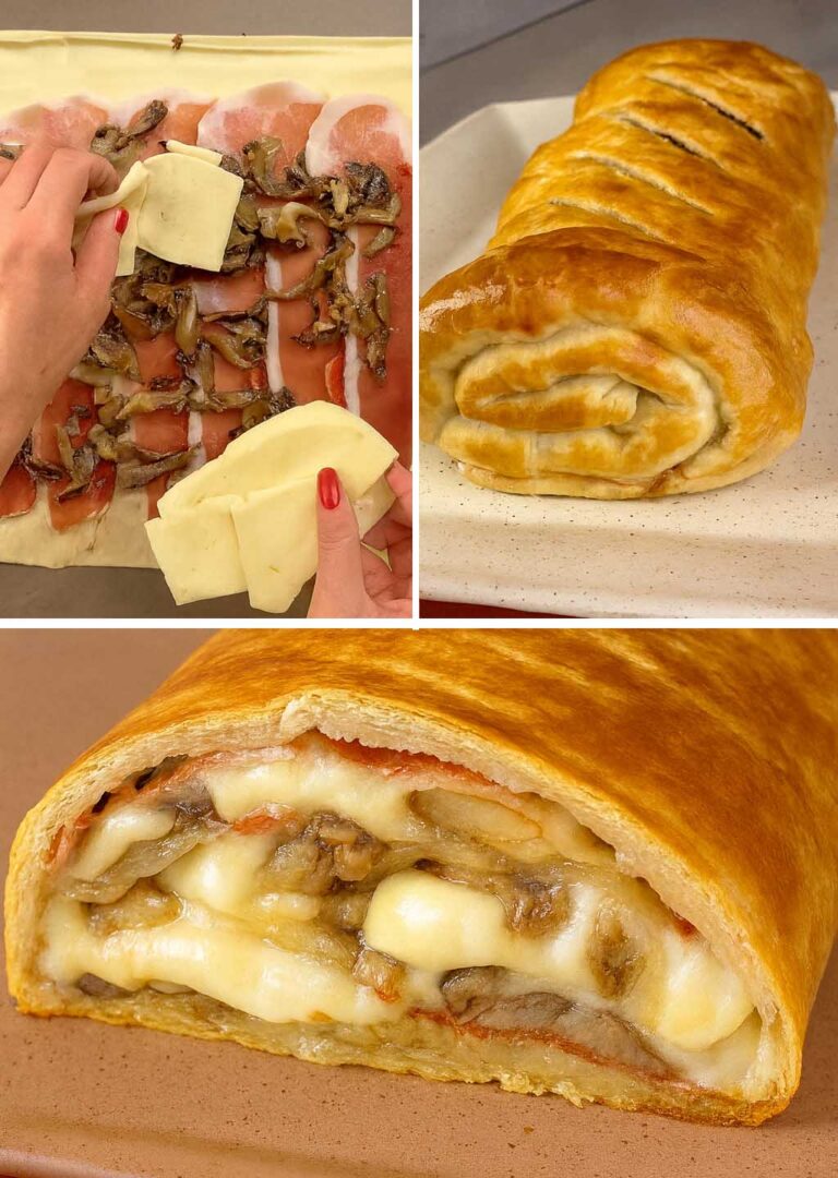 Non so voi, ma quando ho bisogno di qualcosa che MI SAZI a cena SENZA FARMI INGRASSARE… io preparo sempre questo: strudel salato ripieno saporitissimo e non mi sembra di essere a dieta!