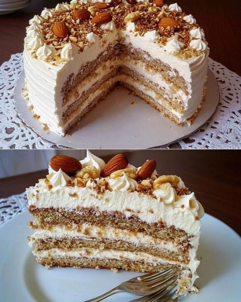 Torta cremosa di noci con 220 g di noci: dipendenza garantita!