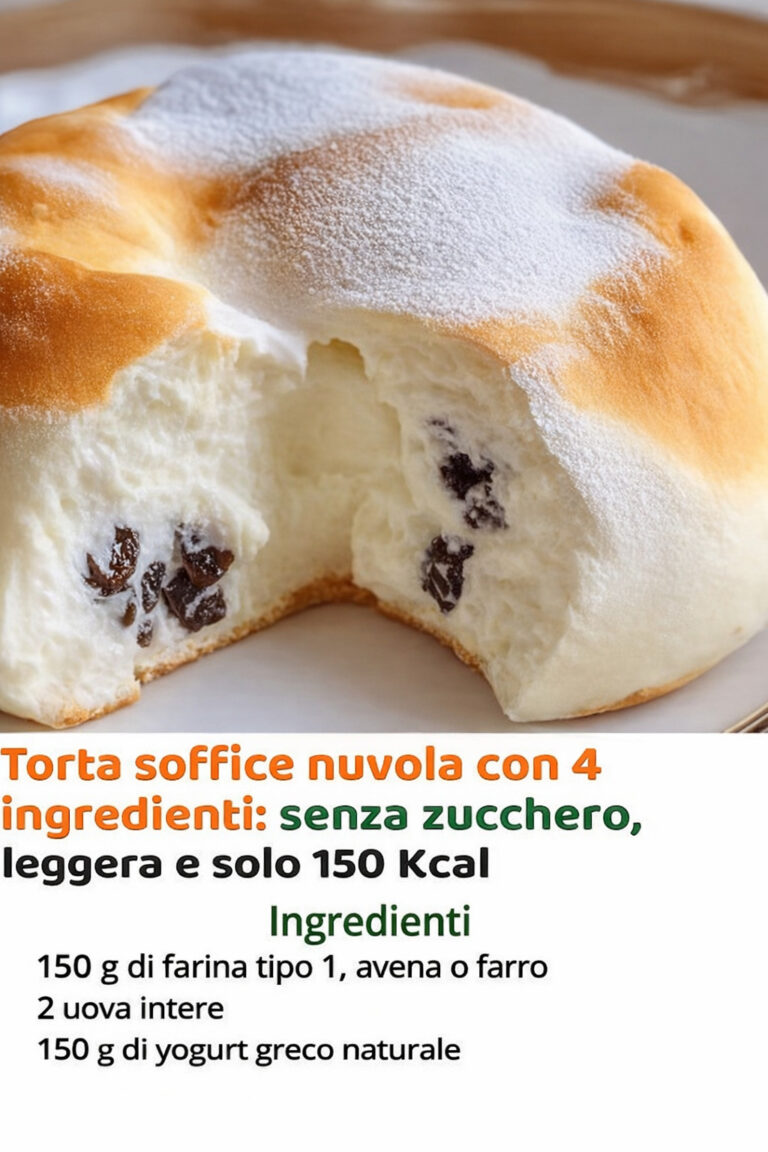 Torta nuvola con soli 4 ingredienti: soffice, senza zucchero e perfetta per saziarti senza alzare la glicemia o il colesterolo. Solo 150 Kcal!