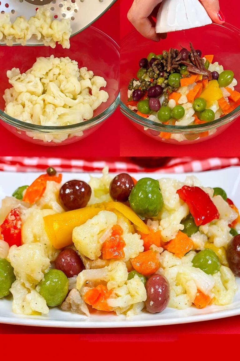 La ricetta napoletana che non manca mai sulla mia tavola a Natale: l’insalata di rinforzo ricca, croccante e irresistibile (cavolfiore, olive e sottaceti in un mix che crea dipendenza)