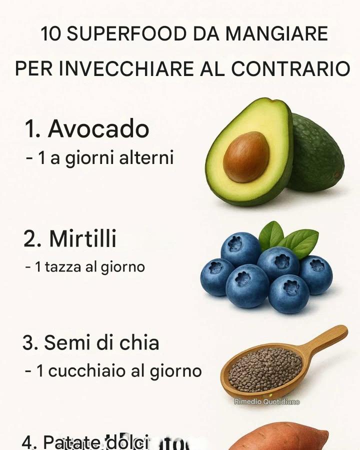 10 supercibi da mangiare per invecchiare al contrario