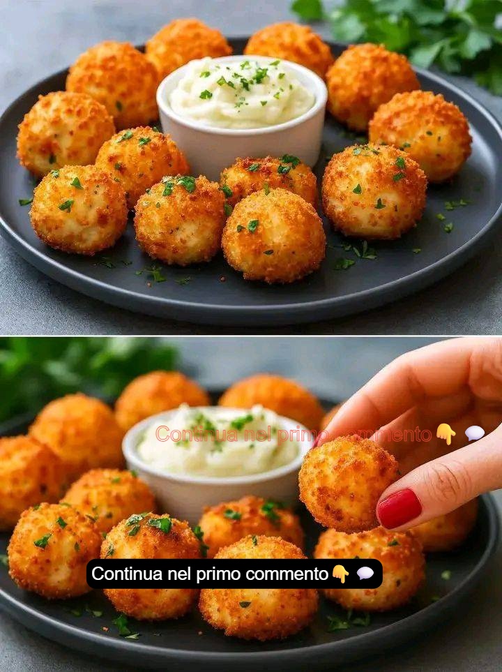 Polpette di patate con formaggio filante