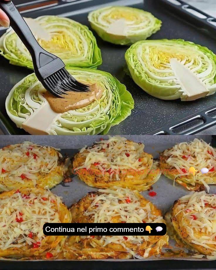 Cavolo al forno vegano con formaggio e salsa cremosa