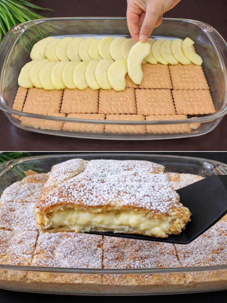 La preparo spesso perché è facile, veloce e non mi stanca mai: torta di biscotti, crema e mele, te ne innamori all’istante!