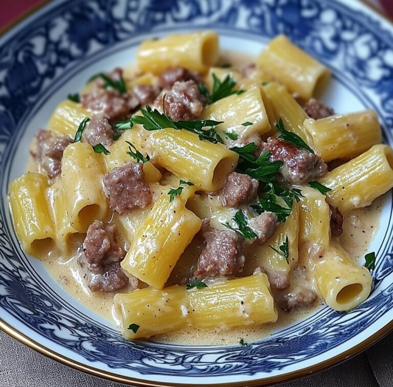 Mezze Maniche con Salsiccia, Crema di Patate e Provola