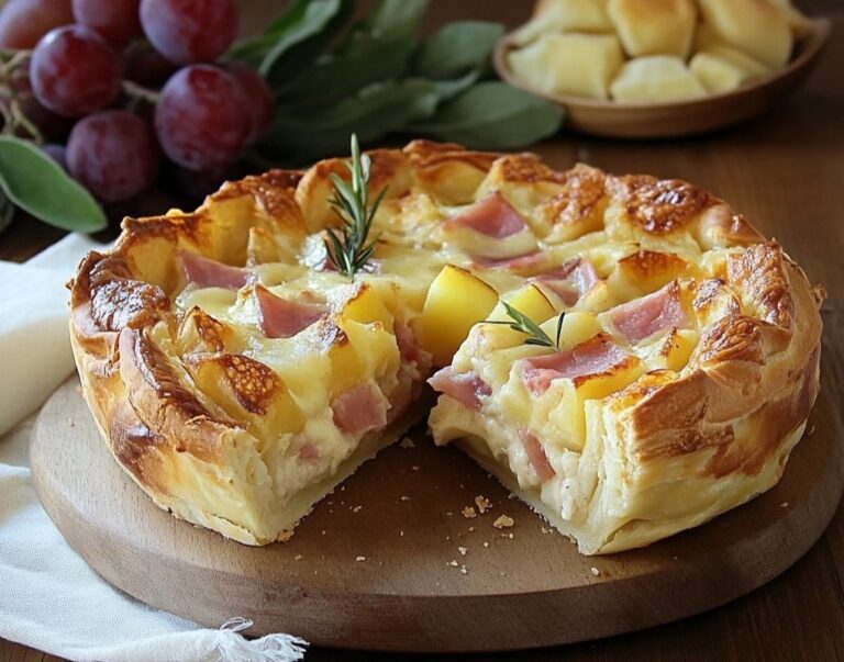 Torta Rustica con Patate, Prosciutto e Stracchino