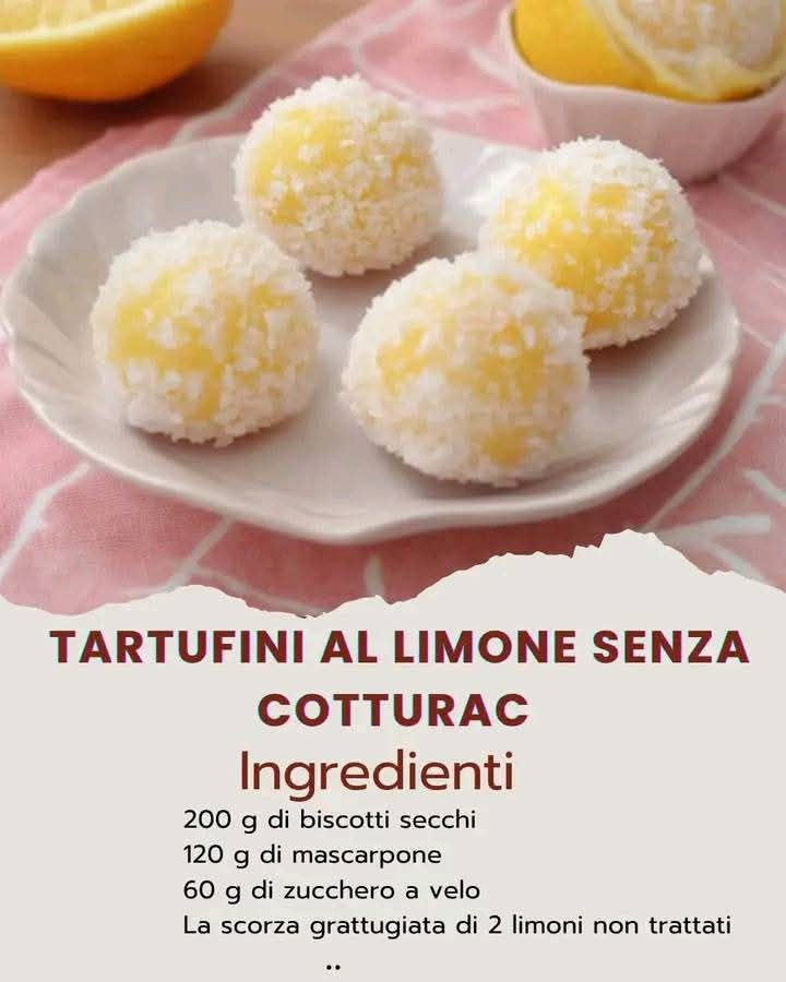 Tartufini al limone freschi facili e senza cottura